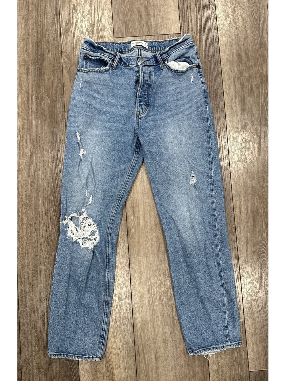 Abercrombie & Fitch The Dad High Rise Jeans Distressed Denim Size 28/6R
